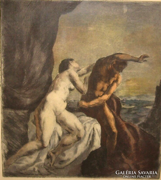 GYÖNYÖRŰ IVÁNYI GRÜNWALD BÉLA  / 1867-1940 / SZÍNEZETT RÉZKARC József és Putifárné