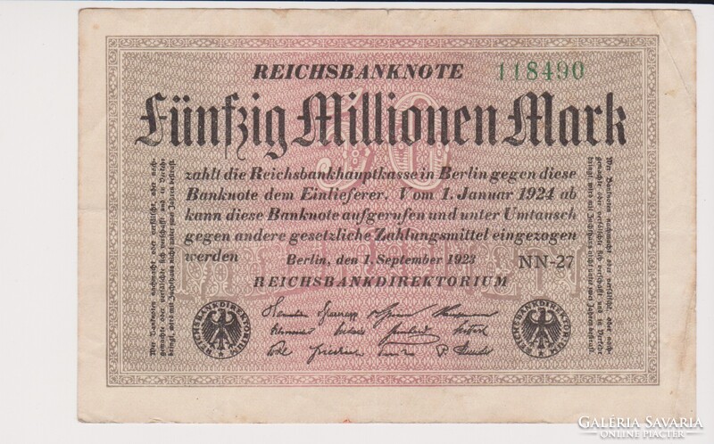 Német Birodalom 50 millió márka 1923  VF  /B2/