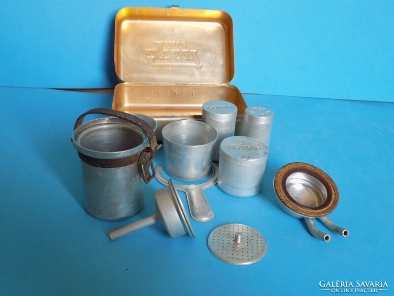 Ritka Retro "Sport Presso" kemping kávéfőző szett dobozában (1960-as évek)