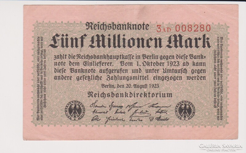 Német Birodalom 5 millió márka 1923  XF  /B2/