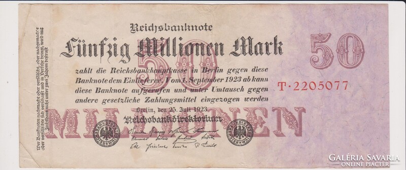 Német Birodalom 50 millió márka 1923 VF   /B2/