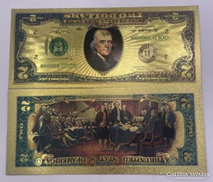 2 USD REVERSE aranyfólás replika. NAGYON RITKA! HIBÁS nyomtatás! Gyűjtői pénz