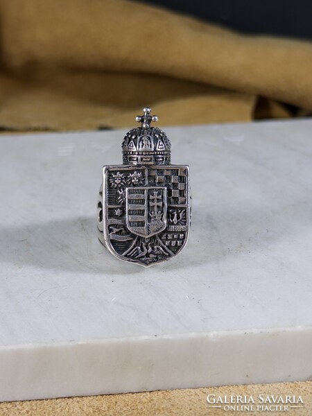 Gyönyörű Monarchiás Magyar címeres 925-ös ezüst pecsèt gyűrű