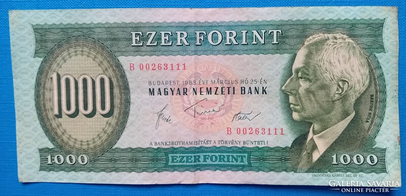 1000 Forintos 1983 március "B"   ritka