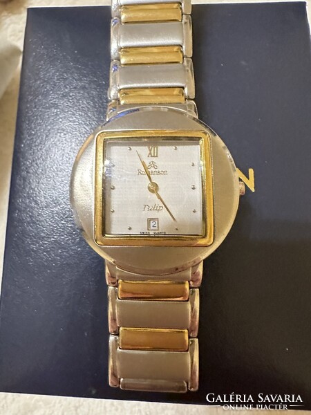 Romanson Tulip retro/vintage karcmentes női karóra (Zafír üveg, 23K aranyozás) + Gyári doboz