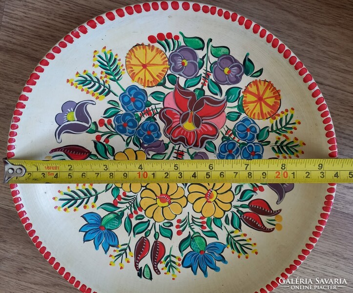Kézzel festett kalocsai kerámia fali dísztányér falidísz népi kerámia (24 cm)