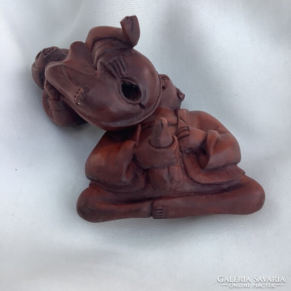 Akt szobor erotikus netsuke necuke japán Gésa Szamuráj shunga faragás fa miniatűr meztelen nő szex
