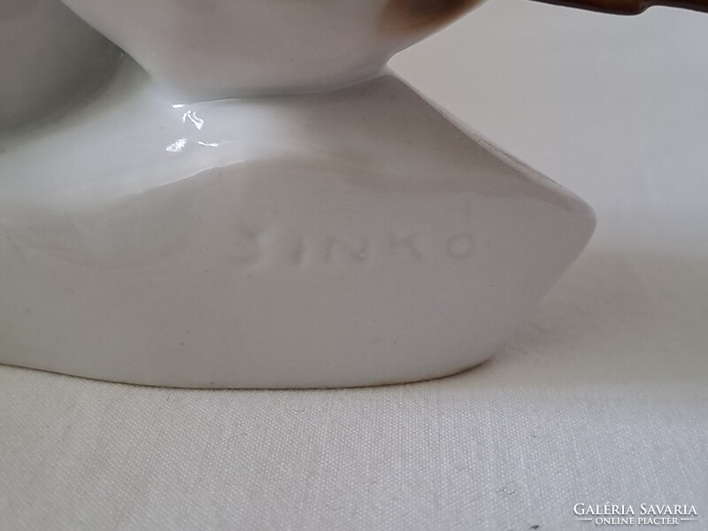 Szép festésű, Zsolnay cinke / cinege páros porcelán figura, Sinkó András terve