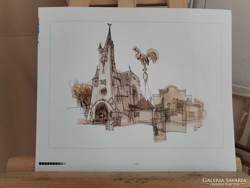 (K) László Ákos kétoldalas litográfiája 42x35 cm a teljes lap