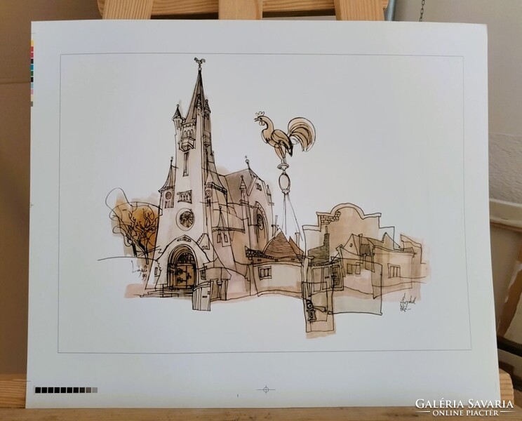 (K) László Ákos kétoldalas litográfiája 42x35 cm a teljes lap
