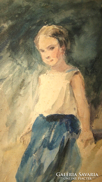 AKCIÓ! CSODÁS EREDETI RAKSSÁNYI REZSŐ / 1879-1950 / : BÁJOS  KISLÁNY PORTRÉ