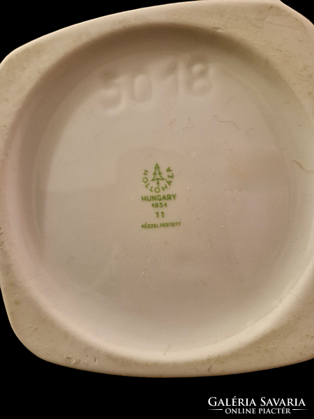 HOLLÓHÁZI PORCELÁN VÁZA 30 CM – PARADICSOMMADÁR, VIRÁGMINTA, ARANYOZOTT, HIBÁTLAN