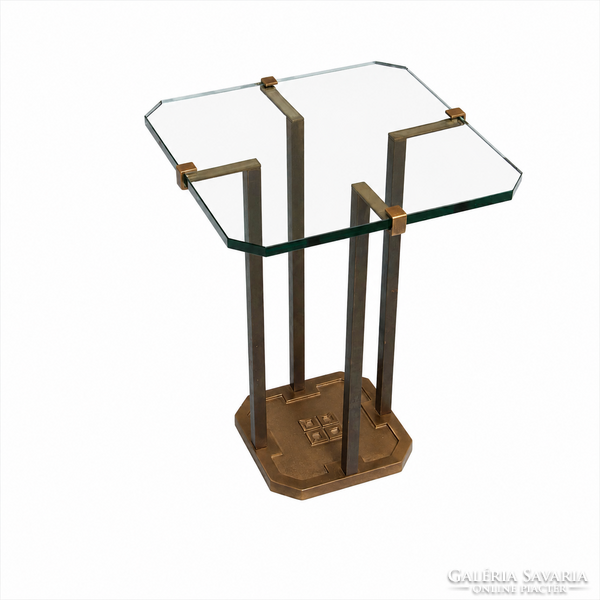 Peter Ghyczy vintage üveg–bronz asztal