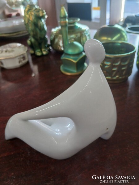 Zsolnay eozin könnyöklö art deco figura. Török J. Terve