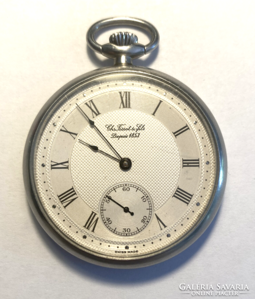 Chs. Tissot & Fils svájci gyártmányú mechanikus római számlapos kis másodpercmutatós zsebóra