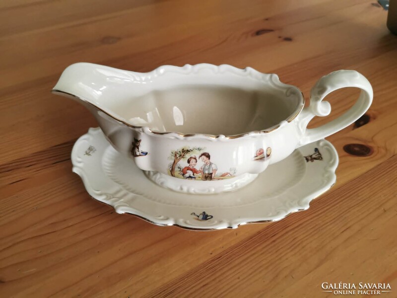 Antique OEPIAG Czech porcelain sauce dish / gravy boat (1920s-30s)