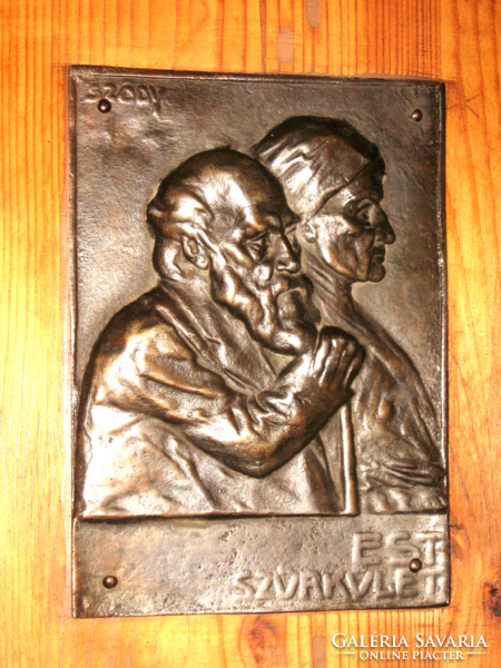 SZŐDY SZILÁRD  / 1878 - 1939 / : ESTI SZÜRKÜLET BRONZ RELIEF