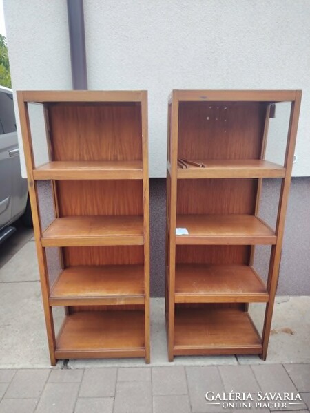 Art deco, mid century tömörfa vitrin, 2db, könyvesszekrény, polc