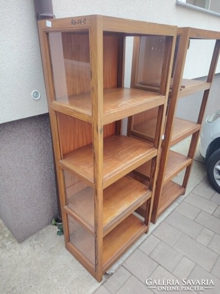 Art deco, mid century tömörfa vitrin, 2db, könyvesszekrény, polc