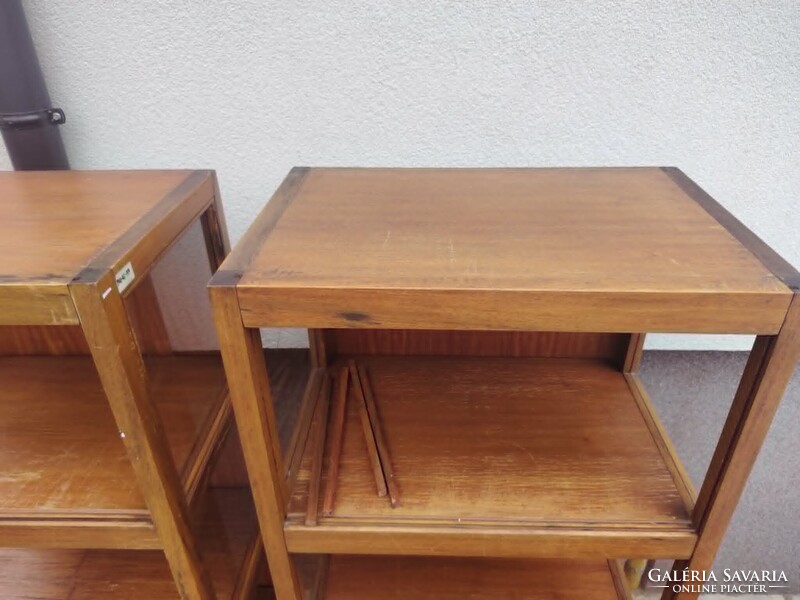 Art deco, mid century tömörfa vitrin, 2db, könyvesszekrény, polc