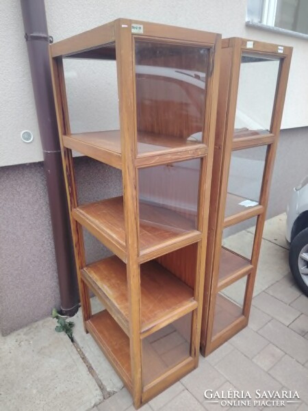Art deco, mid century tömörfa vitrin, 2db, könyvesszekrény, polc