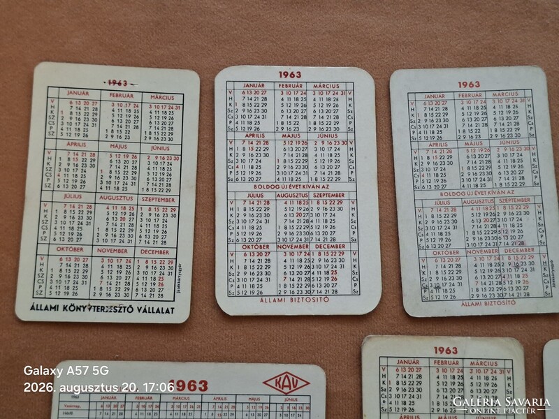 Kártyanaptár 1963 évek !  10 db  ! 1500 ft / db !