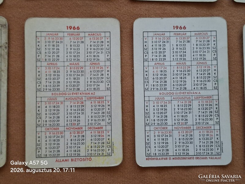 Kártyanaptár 1966 évek !  16 db  !