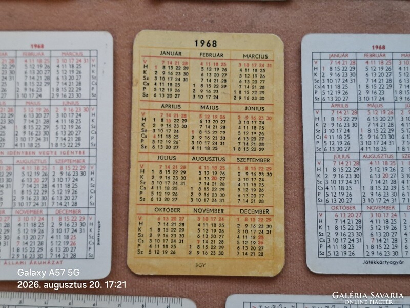 Kártyanaptár 1968 évek !  23 db  !