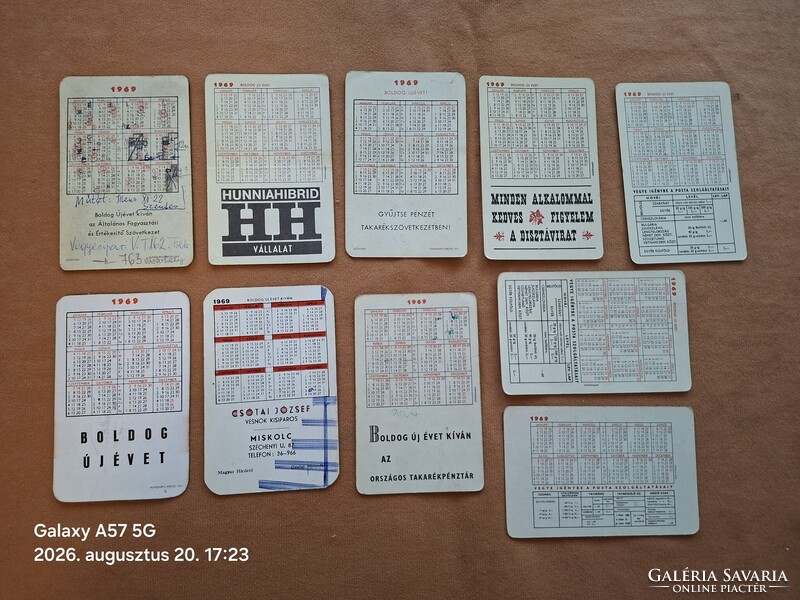 Kártyanaptár 1969 évek !  10 db  !  1300 ft / db !