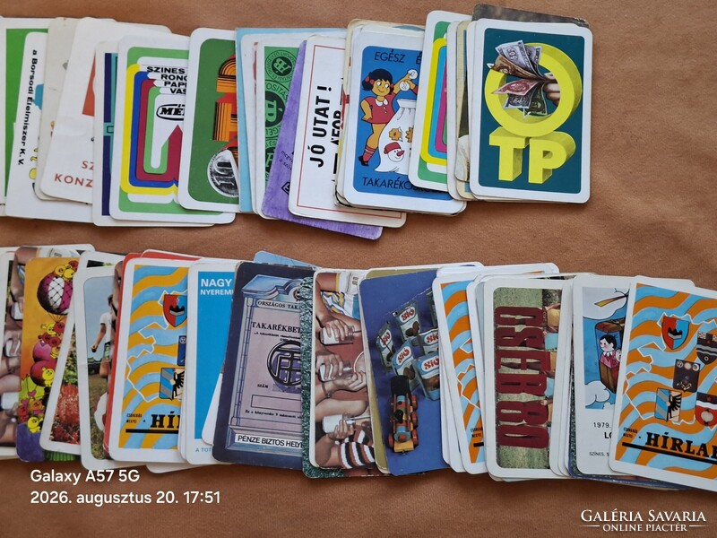 Kártyanaptár 1970 évek ! 295 db ! 1970- 1979 ig vannak !  150 ft / db ára !
