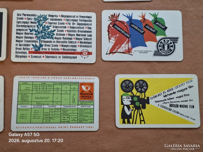Kártyanaptár 1968 évek !  23 db  !