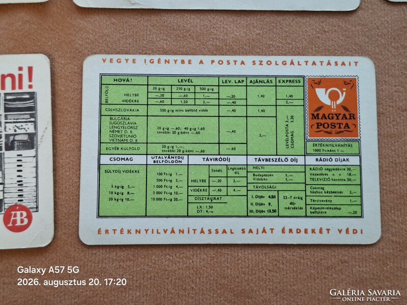 Kártyanaptár 1968 évek !  23 db  !