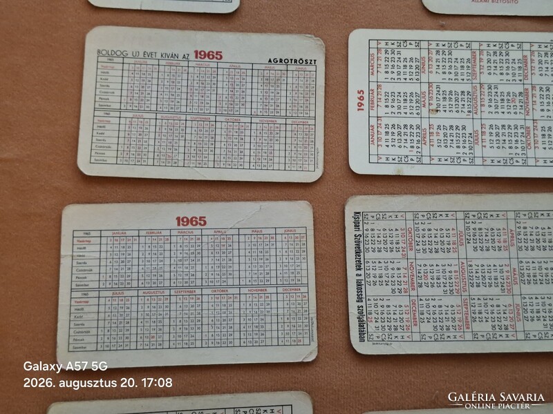 Kártyanaptár 1965 évek !  16 db  !