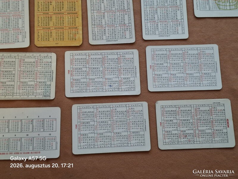 Kártyanaptár 1968 évek !  23 db  !