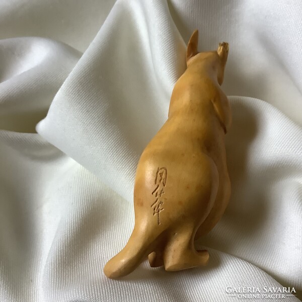 Kenguru babájával Fa Állat japán netsuke necuke Miniatűr fafaragás Feng Shui Kínai Keleti Horoszkóp