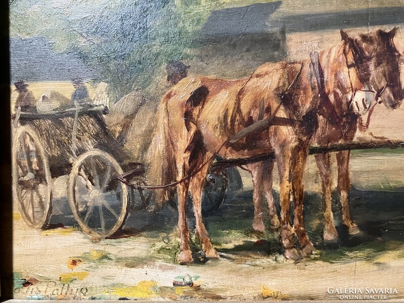 Pállya Carolus ( 1875- 1948) Lovas szekér 250606