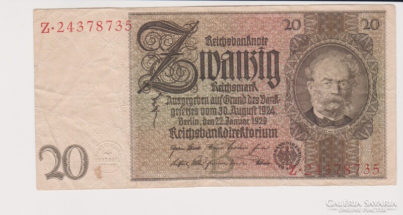 Német Birodalom 20 márka 1929  VF szép bankjegy  /B2/