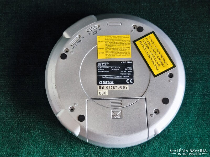 Universum CDP 1006 Discman (2000 körül) – hibás, nem kapcsol be, alkatrésznek