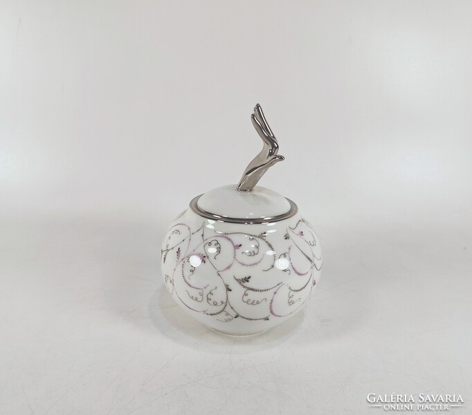 HERENDI, LOIRE MINTÁS CUKORTARTÓ DOBOZ, KÉZZEL FESTETT PORCELÁN, HIBÁTLAN ! (BT001)