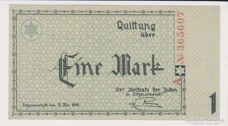 Lengyelország 1  Lódzi gettómárka 1940 UNC az eredetivel megegyező tökéletes másolata