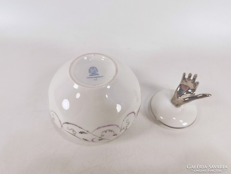 HERENDI, LOIRE MINTÁS CUKORTARTÓ DOBOZ, KÉZZEL FESTETT PORCELÁN, HIBÁTLAN ! (BT001)
