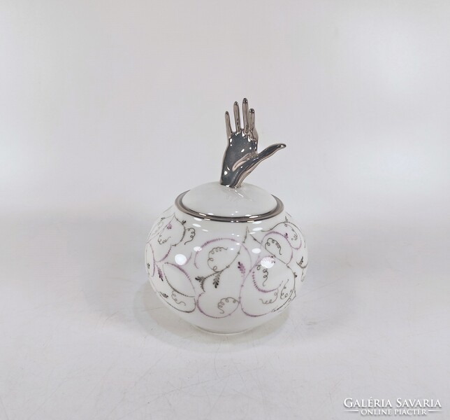 HERENDI, LOIRE MINTÁS CUKORTARTÓ DOBOZ, KÉZZEL FESTETT PORCELÁN, HIBÁTLAN ! (BT001)