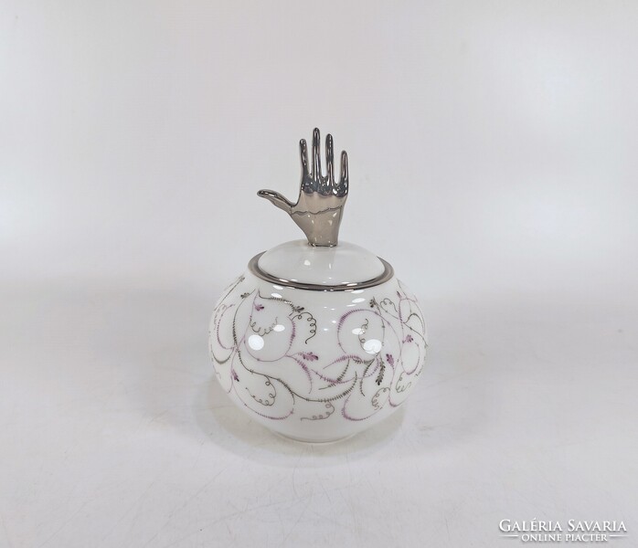 HERENDI, LOIRE MINTÁS CUKORTARTÓ DOBOZ, KÉZZEL FESTETT PORCELÁN, HIBÁTLAN ! (BT001)