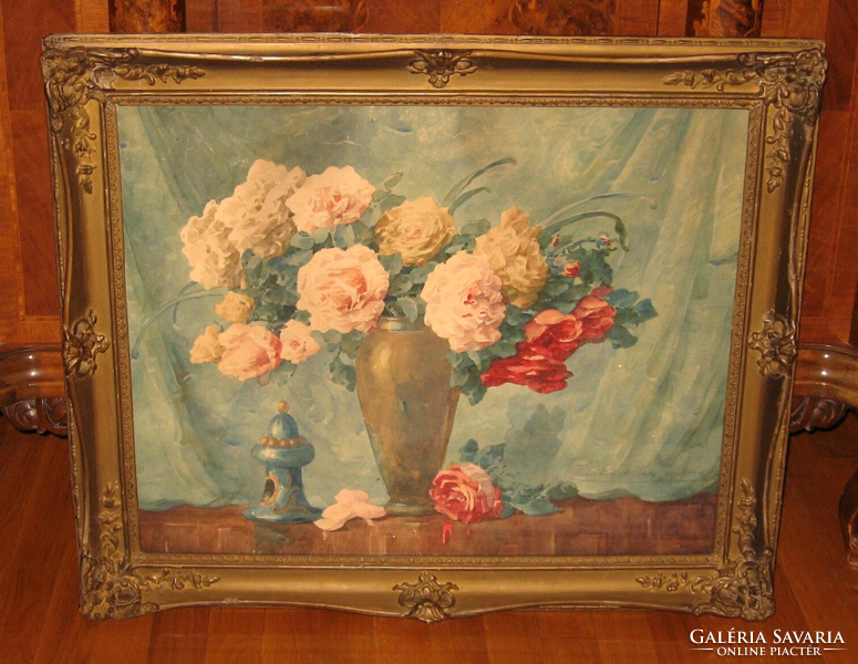 GUARANTEED ORIGINAL WONDERFUL KOMÁROMI KACZ ENDRE NÉ / 1883-1954 / FLOWER STILL LIFE