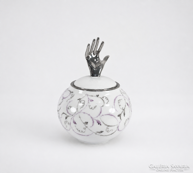 HERENDI, LOIRE MINTÁS CUKORTARTÓ DOBOZ, KÉZZEL FESTETT PORCELÁN, HIBÁTLAN ! (BT001)