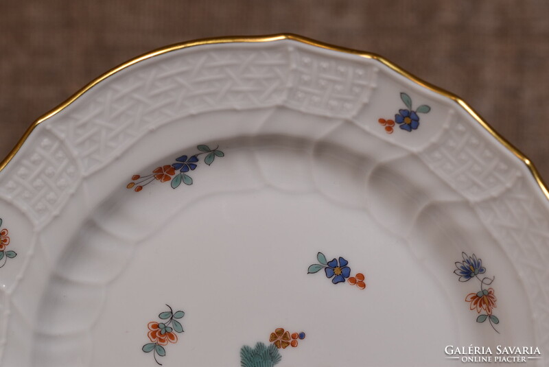 Meissen porcelán desszerttányér Streublumen virágcsokor Németország