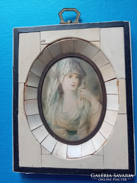 M. Richter: mini portrait, in a bone inlay frame