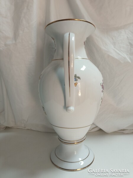 Óriási Hollóházi paradicsommadaras porcelán 2 fülű serleg váza - 41 cm