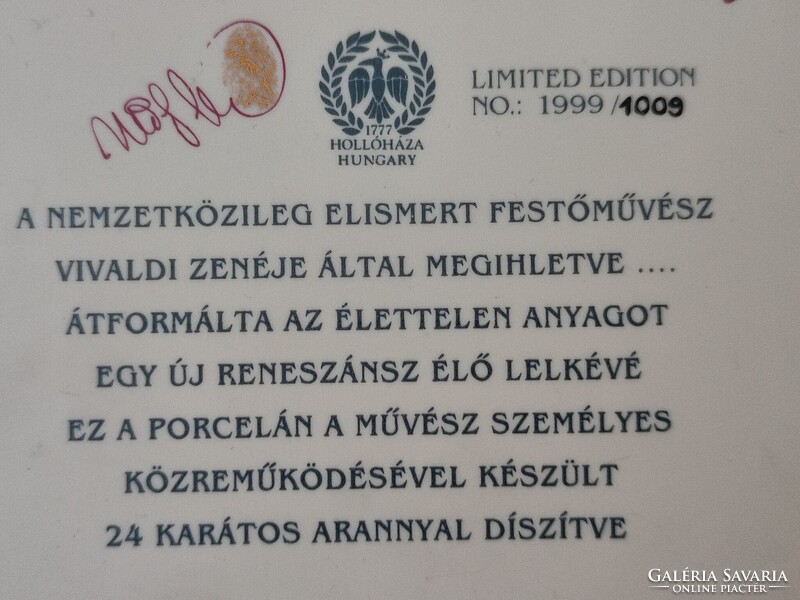 Hollóházi Faragó Miklós " Négy évszak " Tálak 24k aranyozással. Garnitúra./ 31cm./