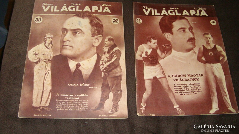 Kaszala, Endresz, Galamb, Piller, Pelle, ÉnekesTolnai Világlapja címlapokon, 2 db régi újság